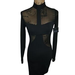 Blaque Market Black High Neck Mesh Dress  SMALL Coquette Girl EDM Soft Girl NWT